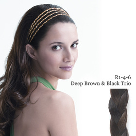 THE 4 BRAID BAND deep brown/black trio:  (© Great Lengths)